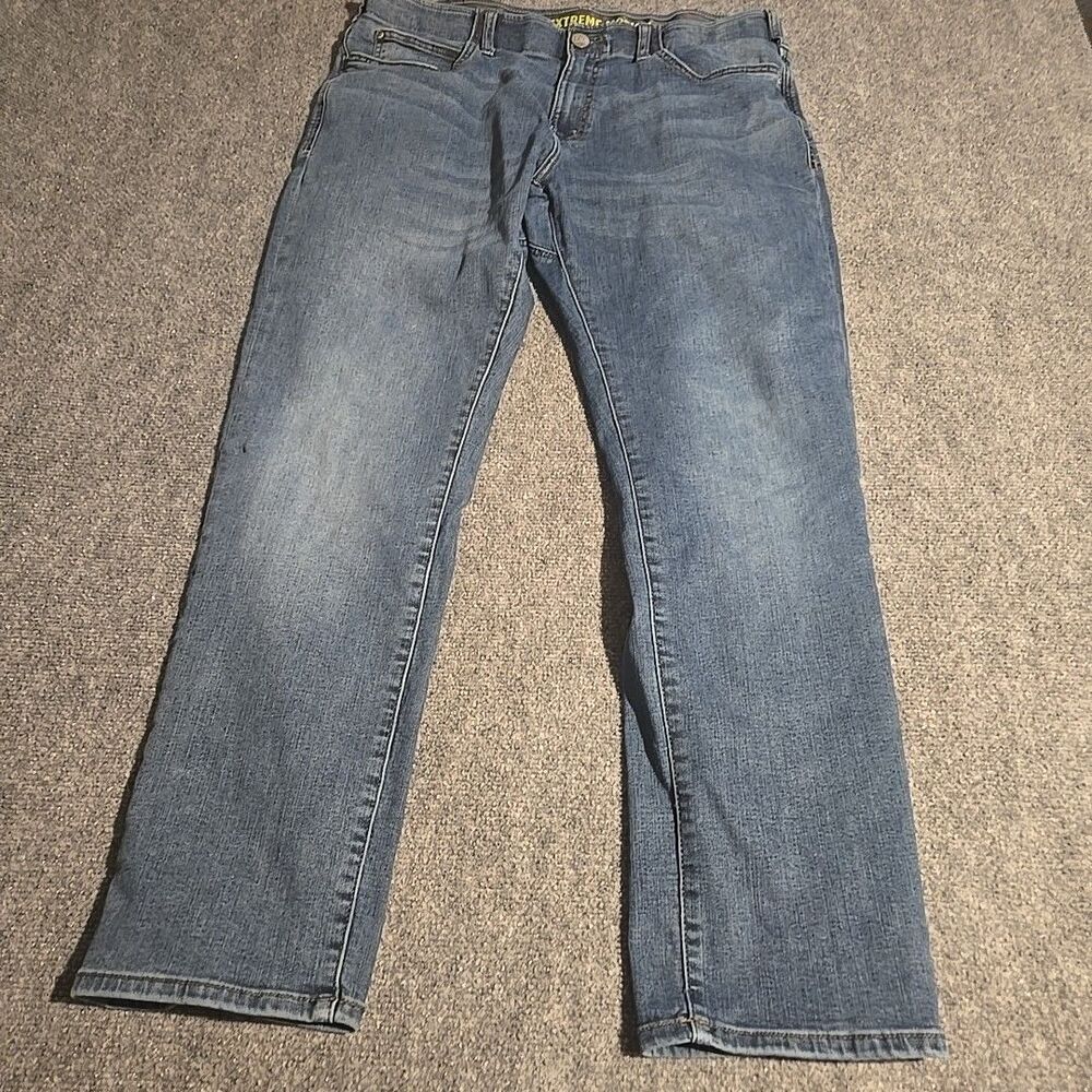 Lee Jeans Mens 38x32 Blue Extreme Motion Tapered Leg Stretch Denim 5 Pocket